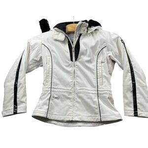 Spyder Ladies 8 Ski Jacket White Faux Fur Trim Thinsulate Lite Loft Hooded Lined